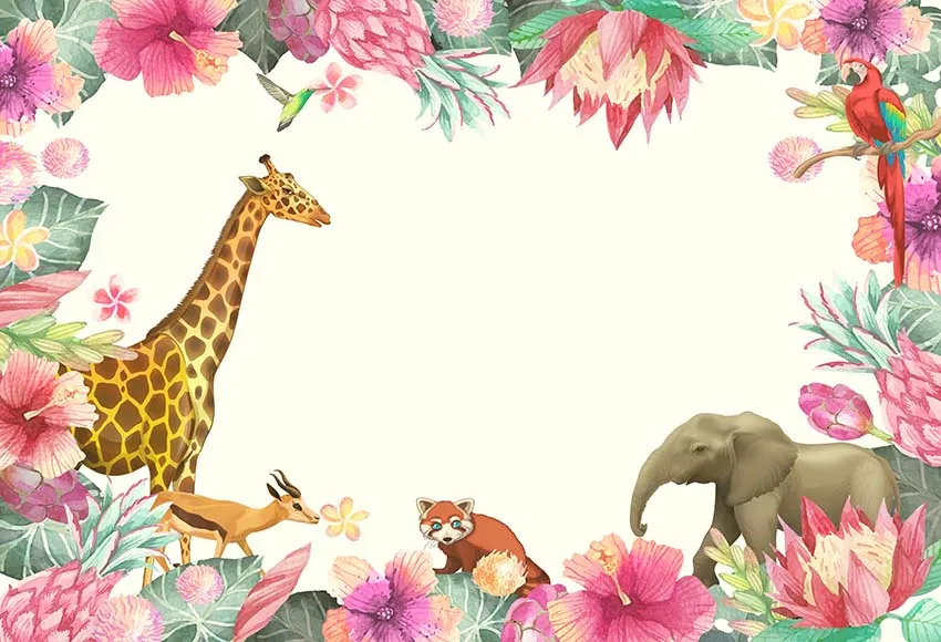 

Photography Backdrops Animals Flowers Birthday Party Celebration Baby Shower Background