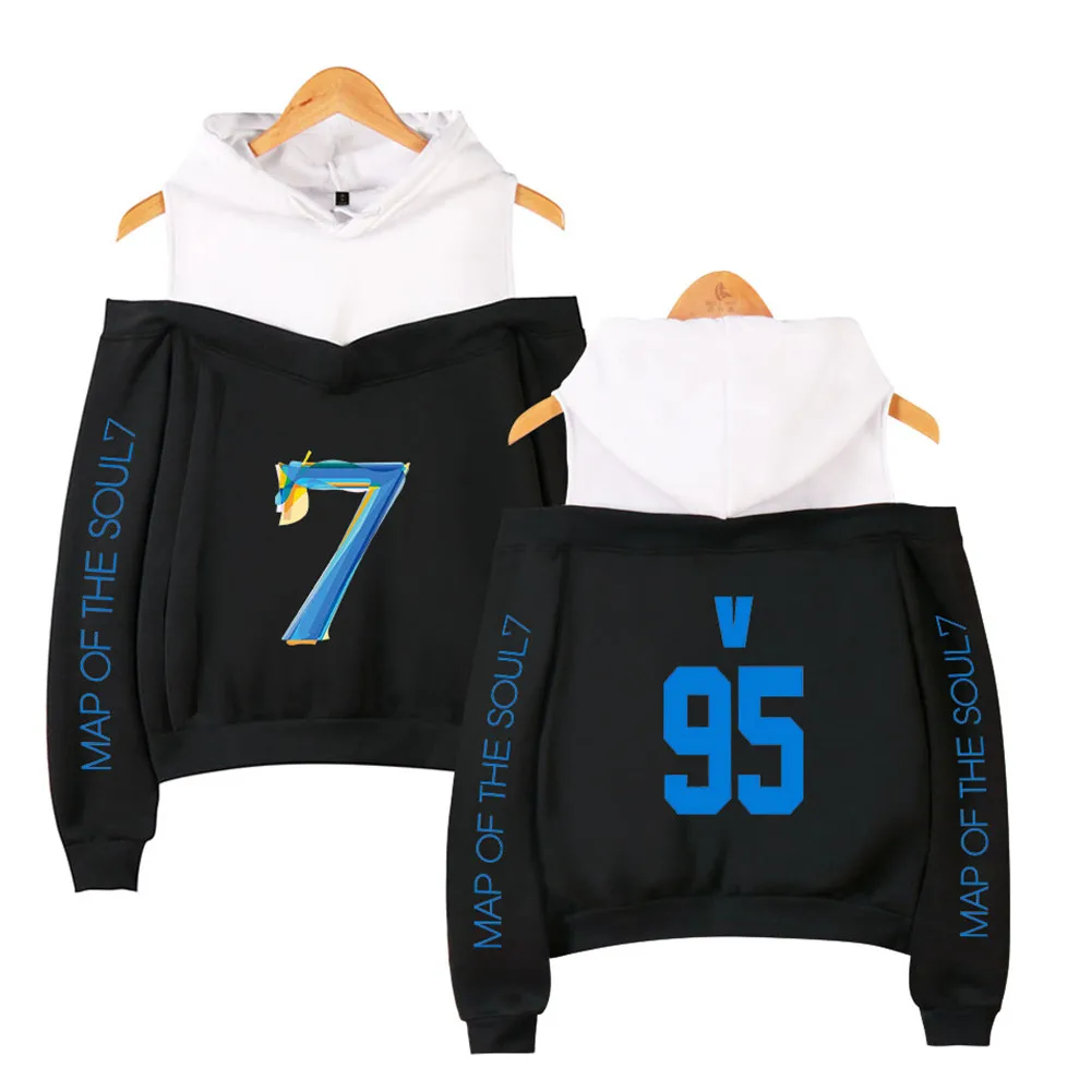 

Популярная Толстовка JIMIN JIN RM V J-hope Jung Kook Kpop для девочек-подростков толстовки с открытыми плечами принт карта души 7 повседневные топы