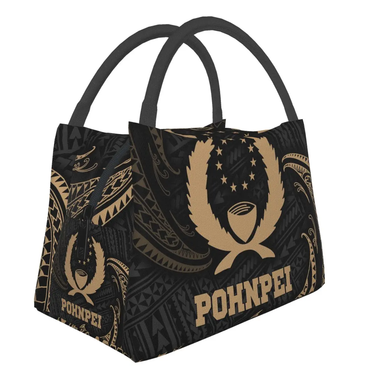 Canvas Lunch Boxing In School Pohnpei Hawaii Polynesian Print Portable Insulated Thermal Cooler Lunch Tote Picnic Storage Bag