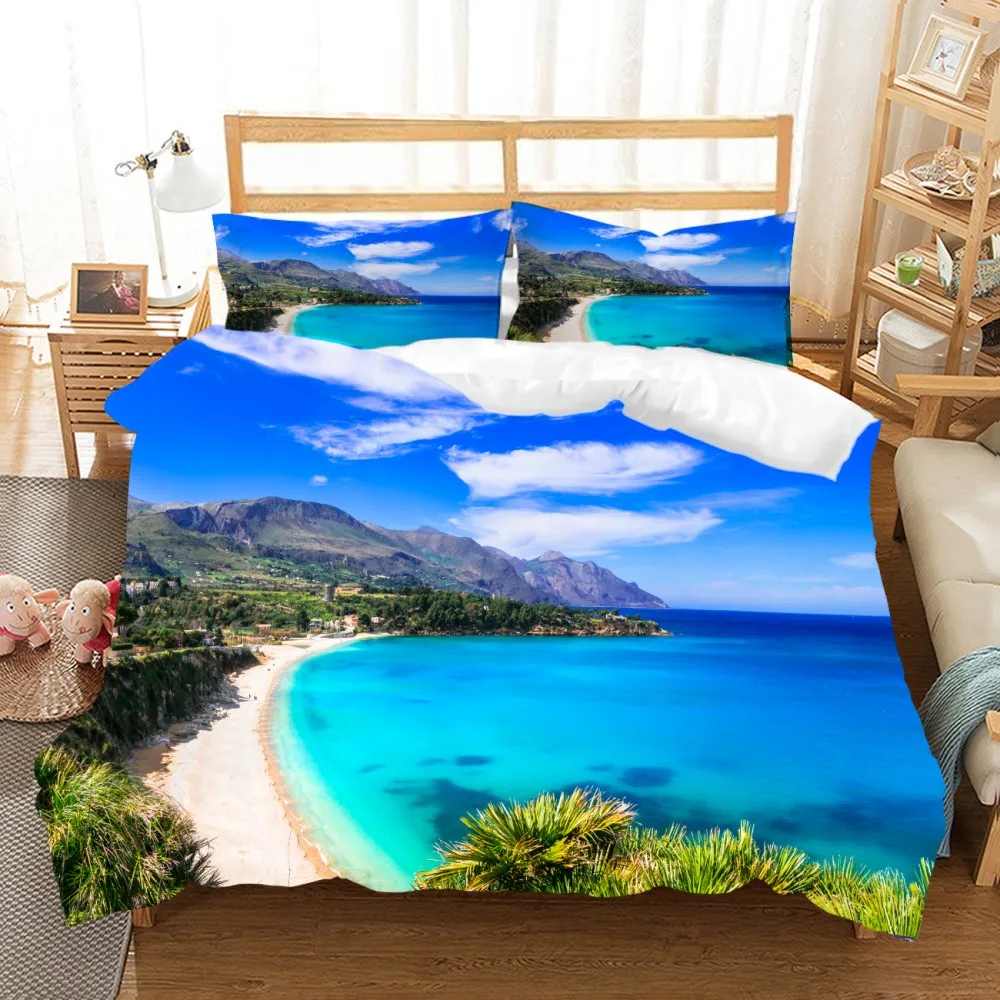 Живописный район комплект постельного белья лето пляж океан Твин полный