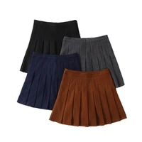 2019 autumn winter girls brown blue dark gray pleated skirt kids preppy skirt wool mini skirt children clothing age 3 16 years