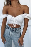 new fashion summer bow tie strap tube crop top sexy off shoulder short sleeve tank tops women holiday beach clothes short vest