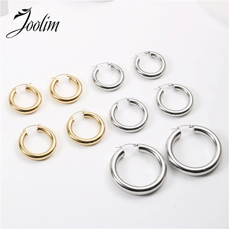 

Tarnish Free PVD Gold Finish Symple Hollow Circle Hoop Earring Stainless Steel Tarnish Free Gold Jewelry Wholesale