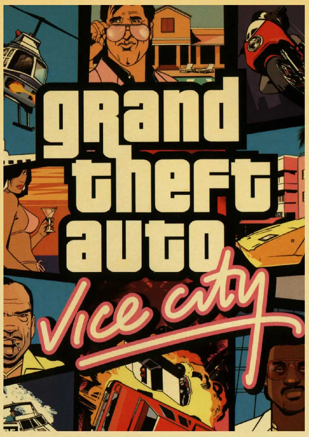 Классическая игра Grand Theft Auto Promotion Image GTA персонаж ретро постер печать крафт-бумага