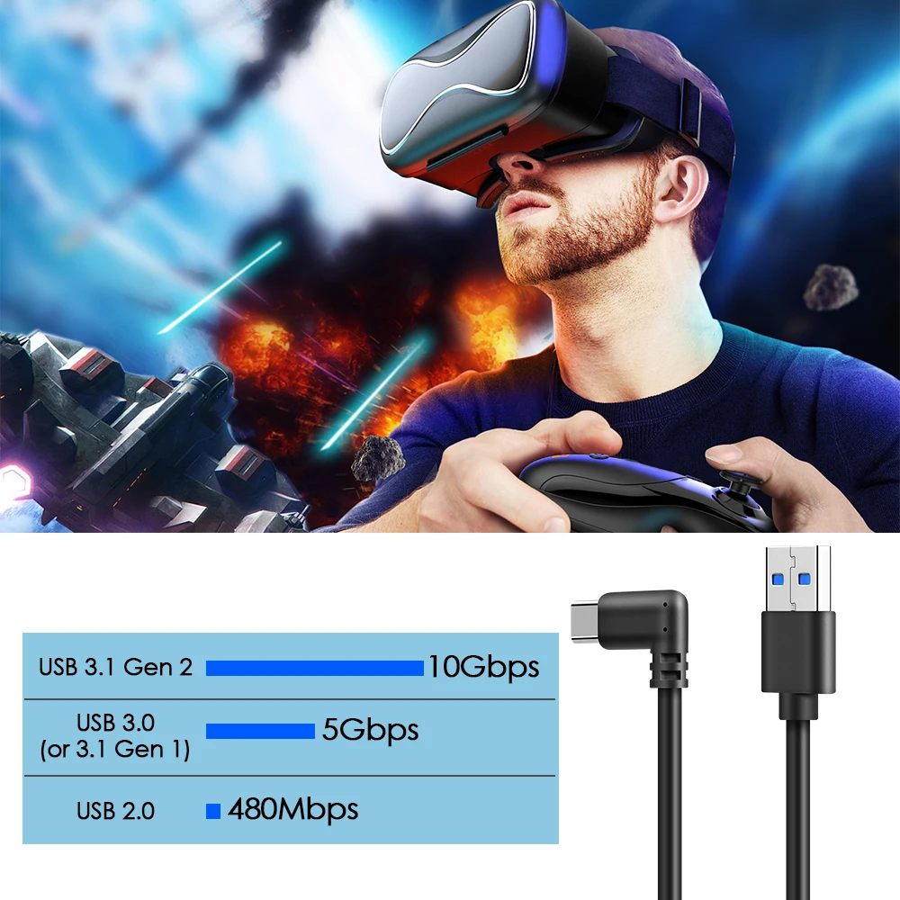 Новинка 5 м высокоскоростной USB 3. 0 Type-C кабель для передачи данных Oculus Quest Link