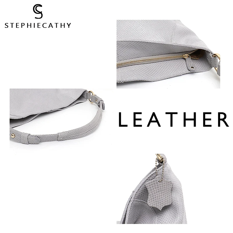 SC женская большая сумка из мягкой кожи через плечо с принтом змеи модная