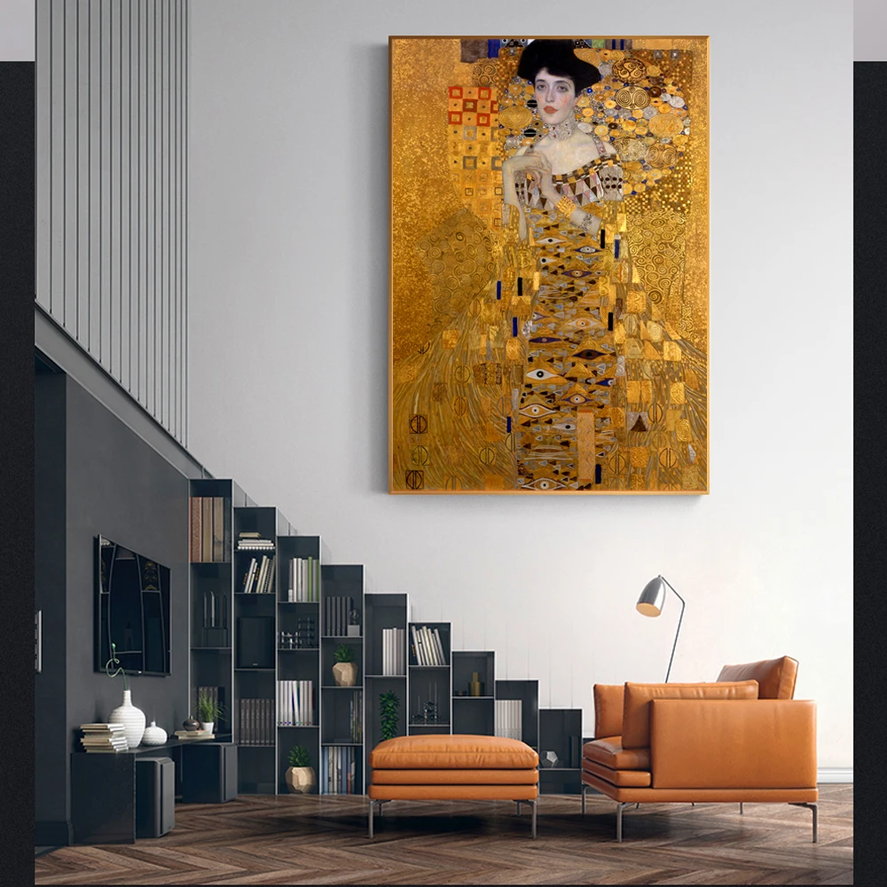 Портрет Adele Bloch Canvas настенные картины By Gustav Klimt картина маслом воспроизведение