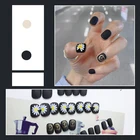 24 шт Черный Дейзи накладные ногти в стиле панк милый рисунок черный, белый цвет матовый накладные ногти искусственный Полное для Неил арта украшения для кончиков ногтей маникюрные инструменты