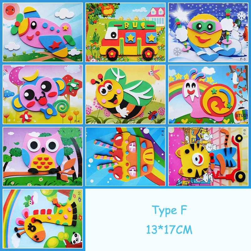 F BalleenShiny 10 шт./компл. Детские DIY 3D игра-головоломка наклейка s детские развивающие игрушки наклейка в форме животных обучающая детская игрушка для подарка - Цвет: F