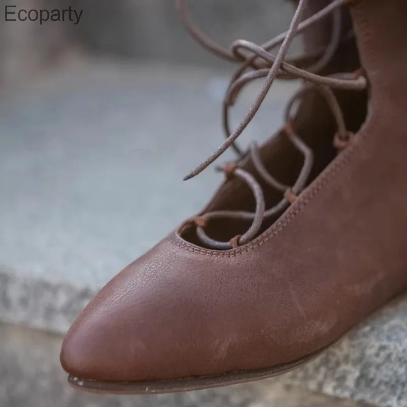 Винтажные ботинки в стиле стимпанк средневековом кожаные &quotЛолита&quot со