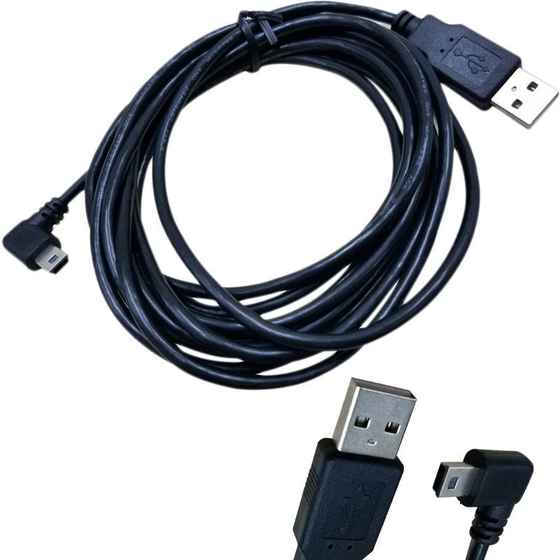 

1 шт., разъем USB 2,0 A типа «папа» на мини-5-контактный левый Угловой кабель для передачи данных, 90 детской длины, 1,5 м/5 футов, 3 м/10 футов, черный