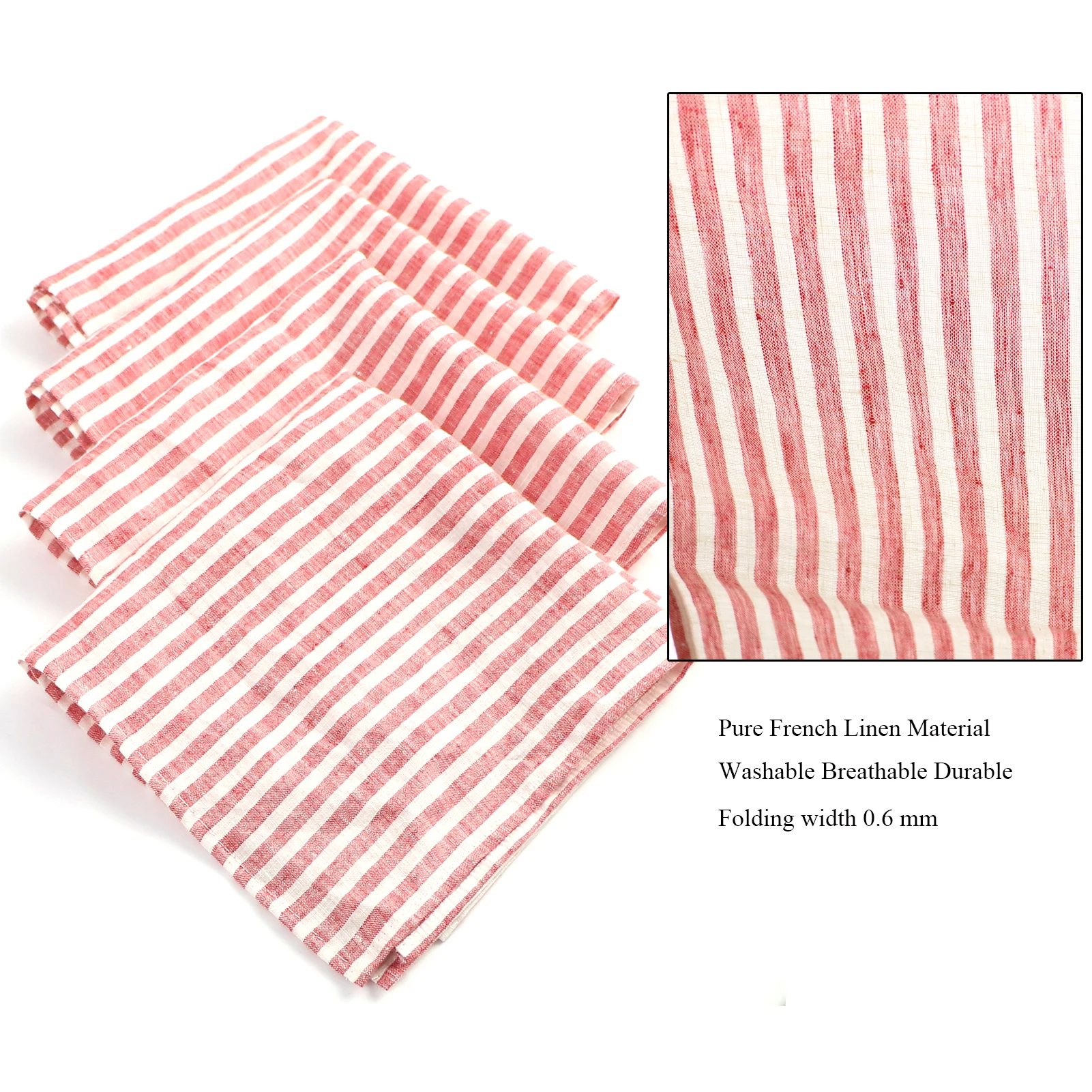 Servilletas de cena de 40x40cm, Juego de 4 paquetes de lino franc&eacute;s puro, tela suave de uso diario para mesa de cocina casera, fiesta de c&oacute;ctel-5