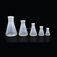 laboratory plastic erlenmeyer flask conical container bottle with screw cap capacity 50ml 100ml 250ml 500ml 1000ml