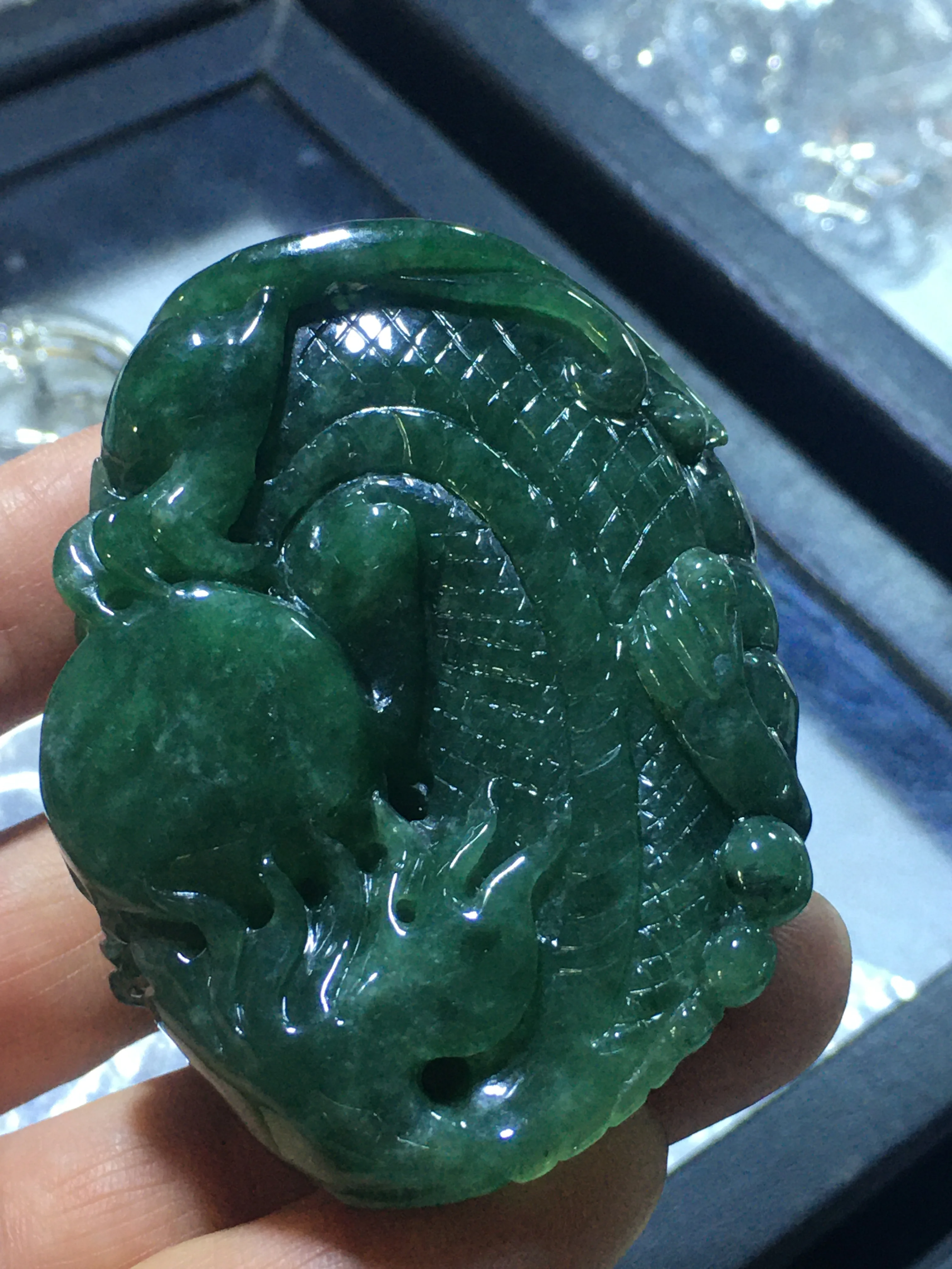 

Real 7A Myanmar jade Hand-Carved jade guan yin emperor green jade pendant jade necklace pendants men jewelry woman