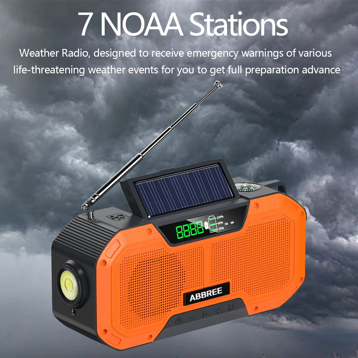 ABBREE IPX5 аварийный Солнечный ручной Автосканер новый радиоприемник AM/FM/NOAA