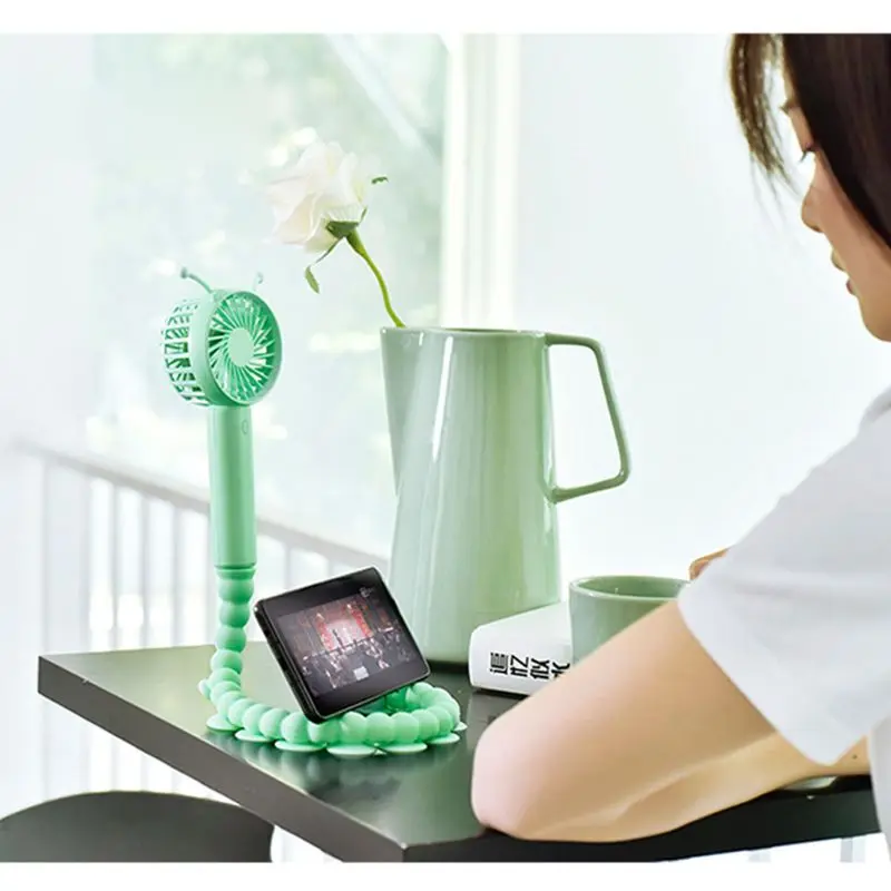 

Suction Cup Neck Fan USB Rechargeable 3 Speed Flexible Fan for Stroller Car Desk