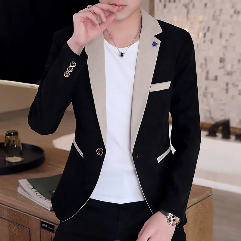 

2022 New Autumn And Winter Pure Color Casual Small Suit Men's Korean Style Slim Trend Small Suit Jacket Spring And Autumn Tide