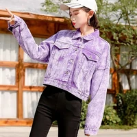 cowboy coat female autumn new korean loose short denim length black jean jacket coats cartoon print denim cotton