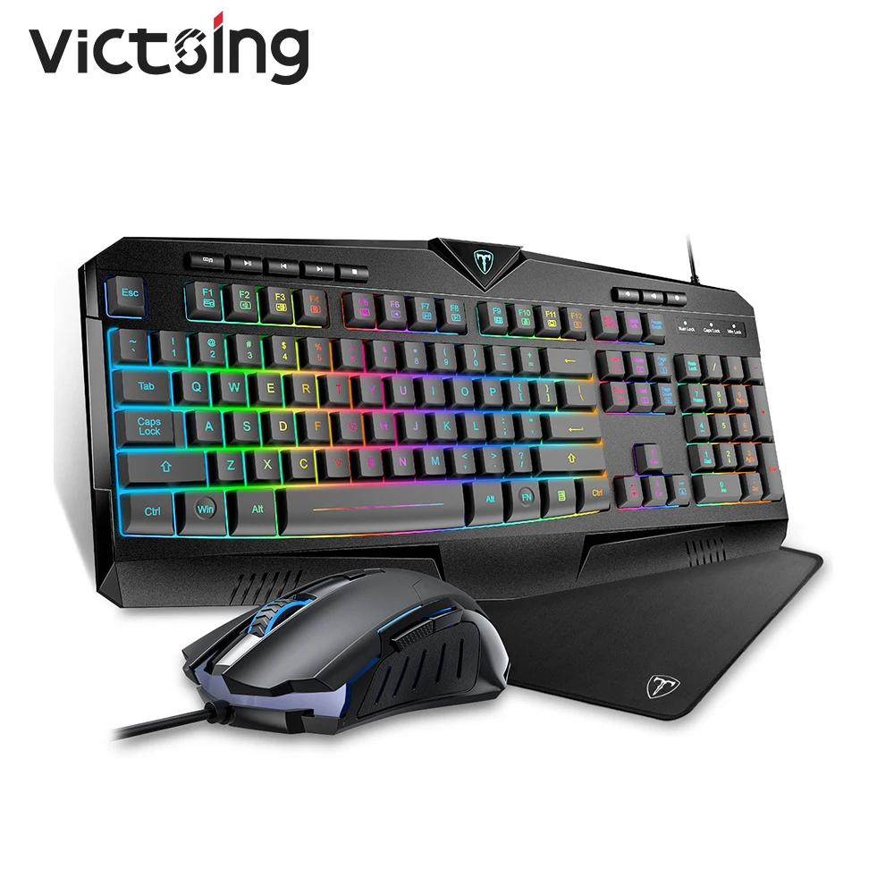 

Игровая клавиатура и мышь VicTsing PC264, игровая эргономичная мышь с RGB-подсветкой, 3200DPI