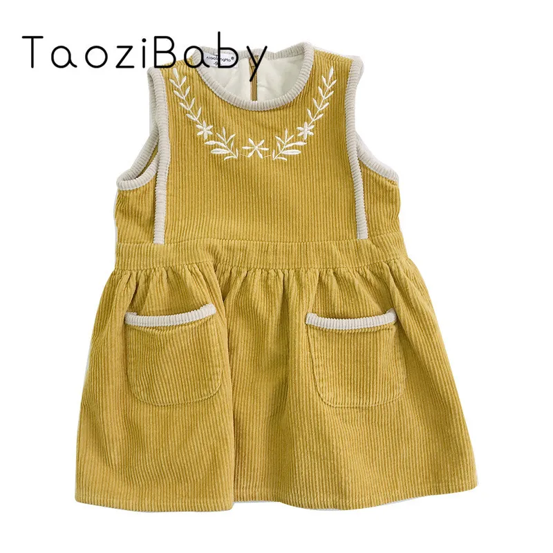 Корейское вельветовое платье жилет для девочек 2019 г. Новое зимнее детское платья