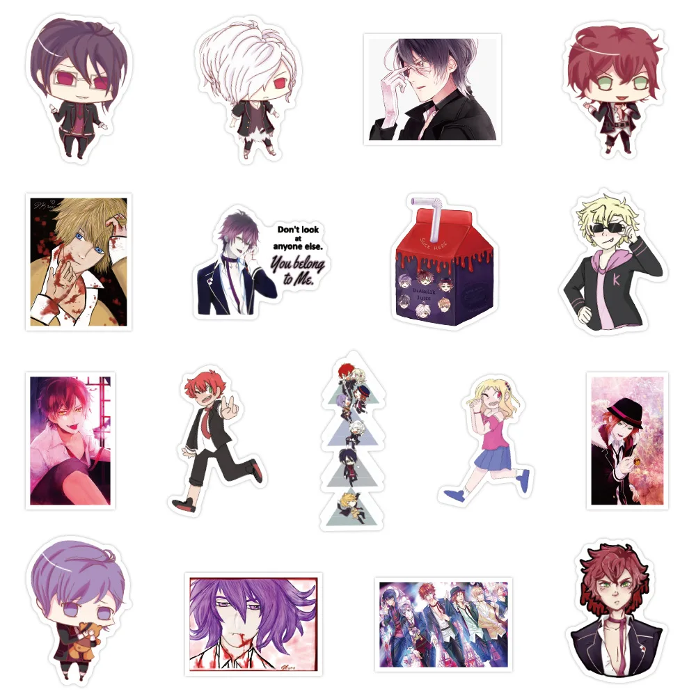 Pegatinas de dibujos animados de Anime DIABOLIK LOVERS, pegatinas de PVC impermeables de monopat&iacute;n Graffiti para ordenador port&aacute;til, Notebook y coches, 50 Uds.-1