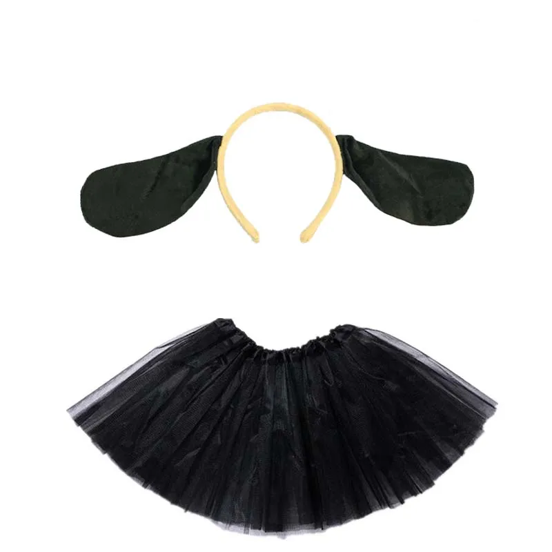 Черный костюм с изображением животного собаки Косплей головной убор повязка на