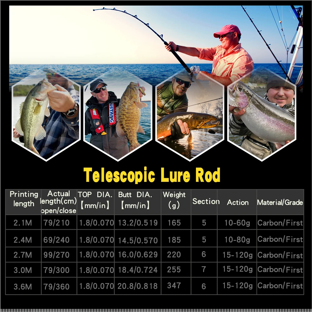 

Telescopic Carbon Fishing Rod Pesca Spinning Lure Rod Carp Fly Peche Carp Feeder Equipment Ultralight Travel Surf Accessories