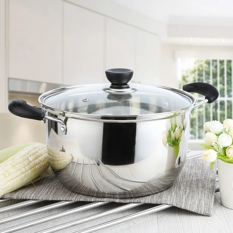 Кухонная посуда, кастрюля из нержавеющей стали, 1,5 л-4 л, двойное дно, суповая кастрюля, немагнитная, многоцелевая посуда, антипригарная Кастрюля, общее использование