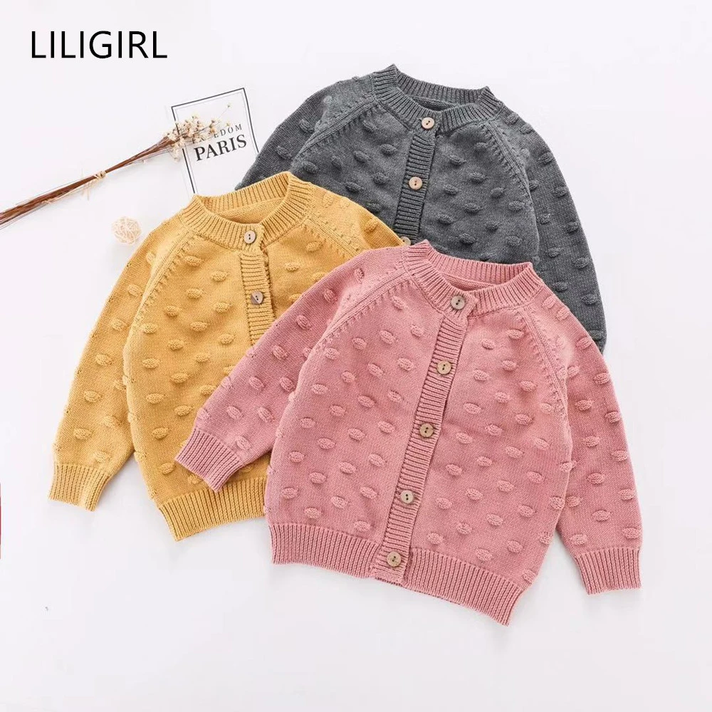 LILIGIRL/Хлопковые свитера для маленьких девочек вязаный кардиган малышей Осенняя