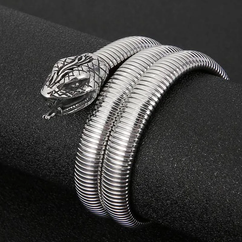 Браслет-змея мужской из нержавеющей стали Уникальный многослойный рокер с