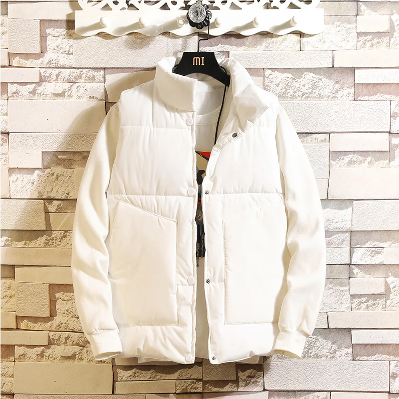 Мужская жилетка без рукавов зимняя мужская белая повседневная куртка Утепленная