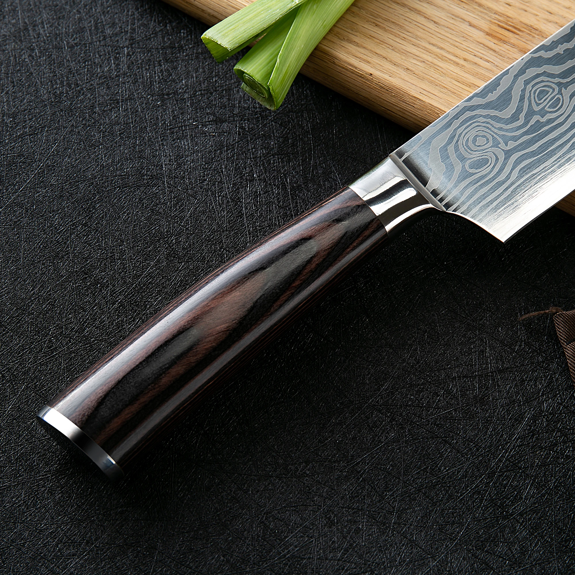 Huiwill высококачественные 8 дюймовые поварские ножи Лазерная Дамасская сталь