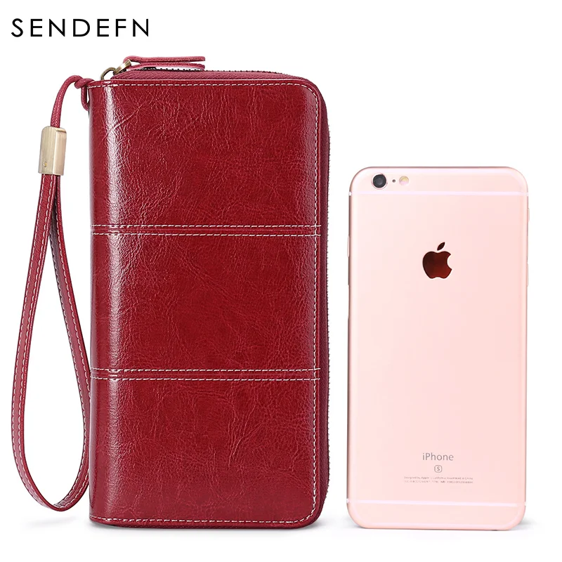 Женский Длинный клатч SENDEFN из спилка на молнии для iPhone 7 8Plus 5213 5|Женские кошельки| |