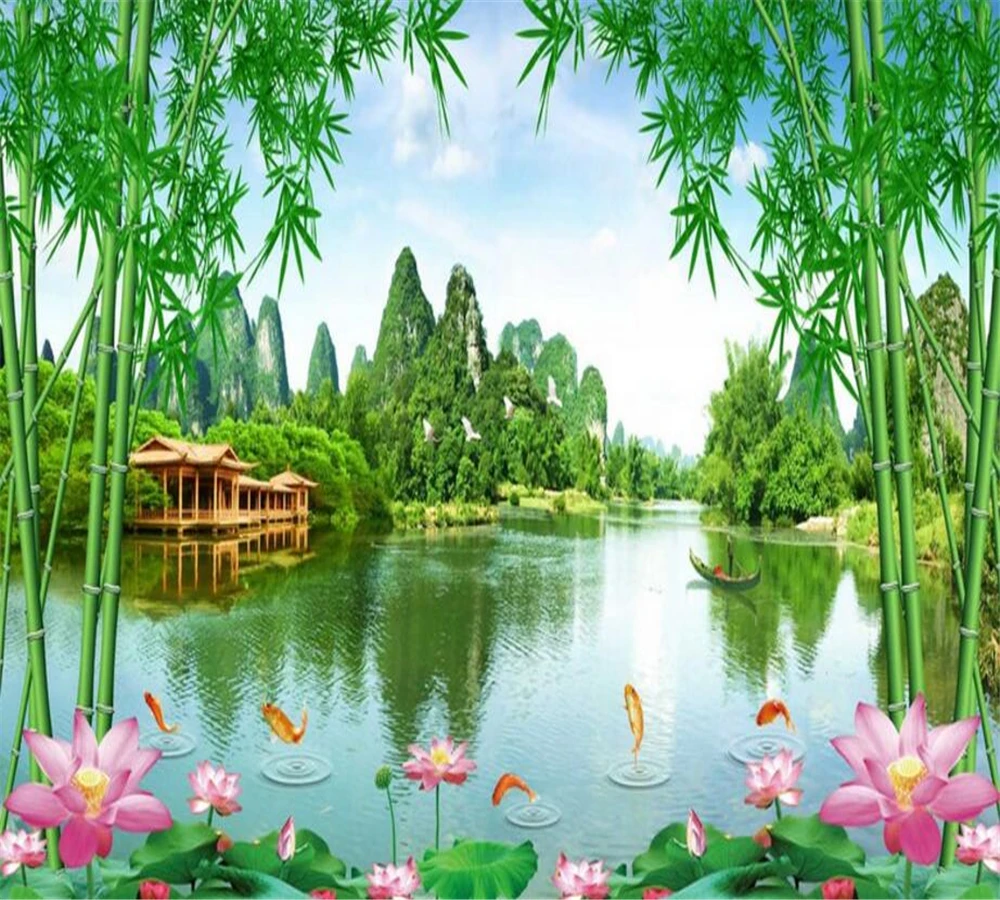 beibehang Large - scale custom wallpaper beautiful scenery Jiangnan good living room TV backdrop home decoration | Обустройство дома