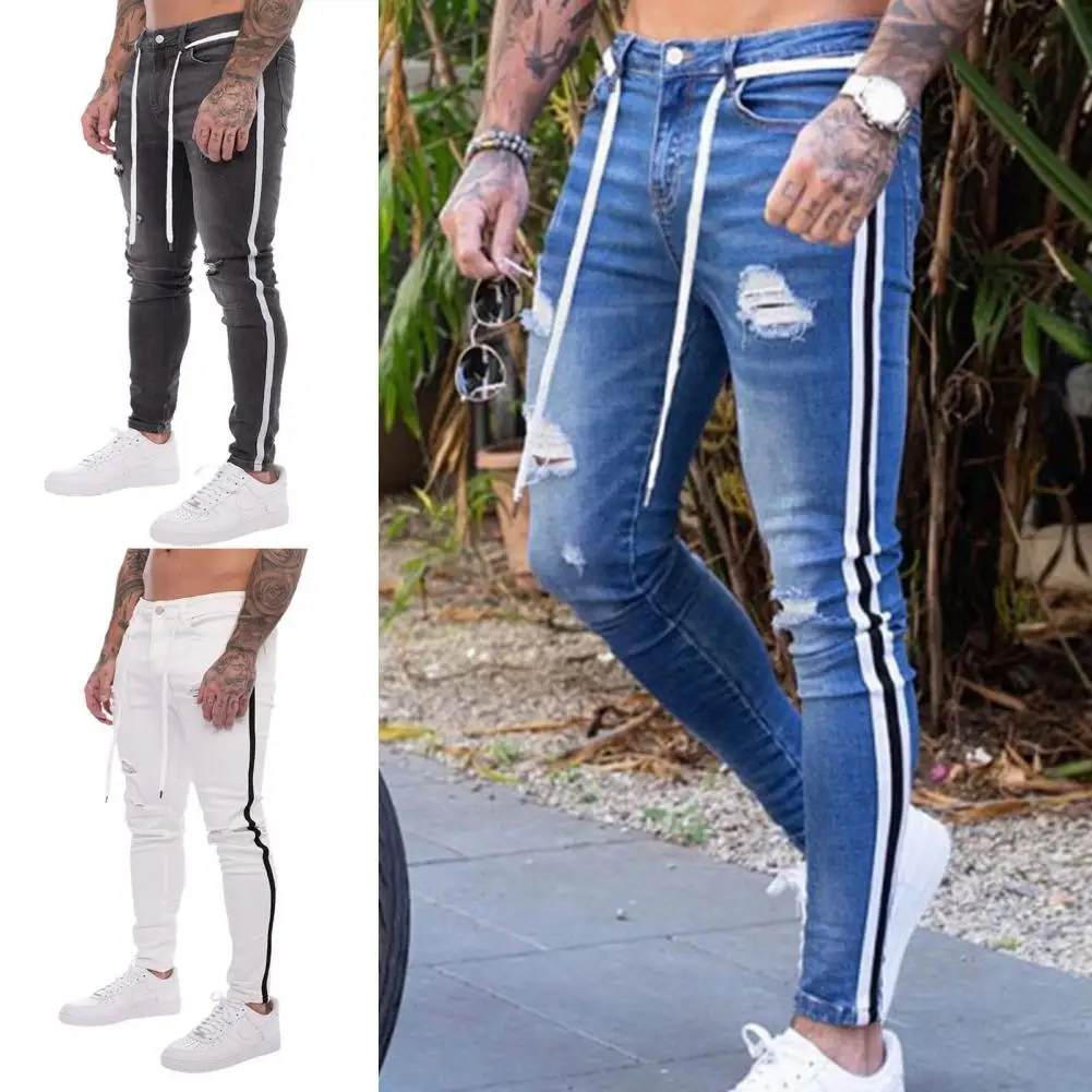 

Men Jeans Skinny Skin-friendly Cotton Blend Stretch Denim Pants for Daily Wear