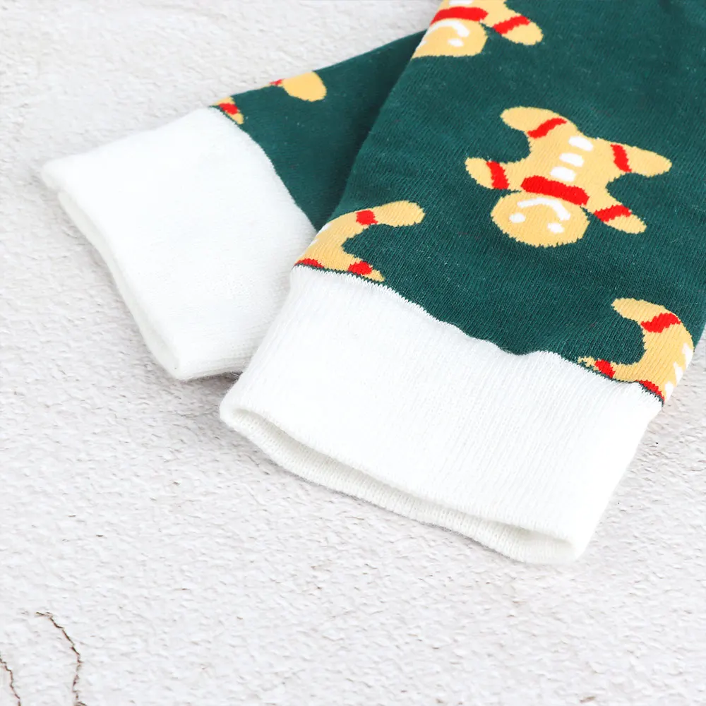 Хлопковые носки унисекс с мультяшным рисунком трубы узором в виде снежинок и