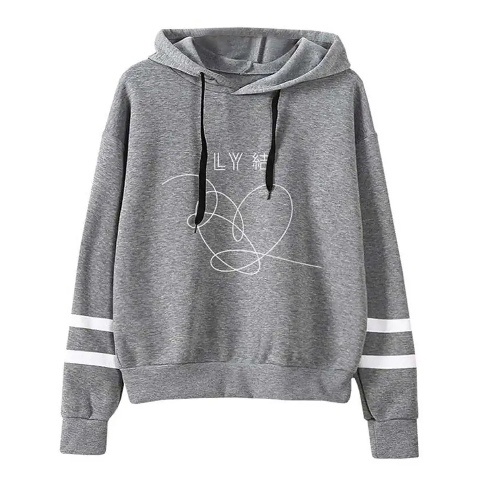 Fashion Women Heart Printed Long Sleeve Loose Pullover Hoodie Sweatshirt Top