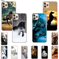 phone case for apple iphone 13 12 11 pro max x xr xs xsmax 7 8 plus se2020 snow running horse clear silicone soft cases cover
