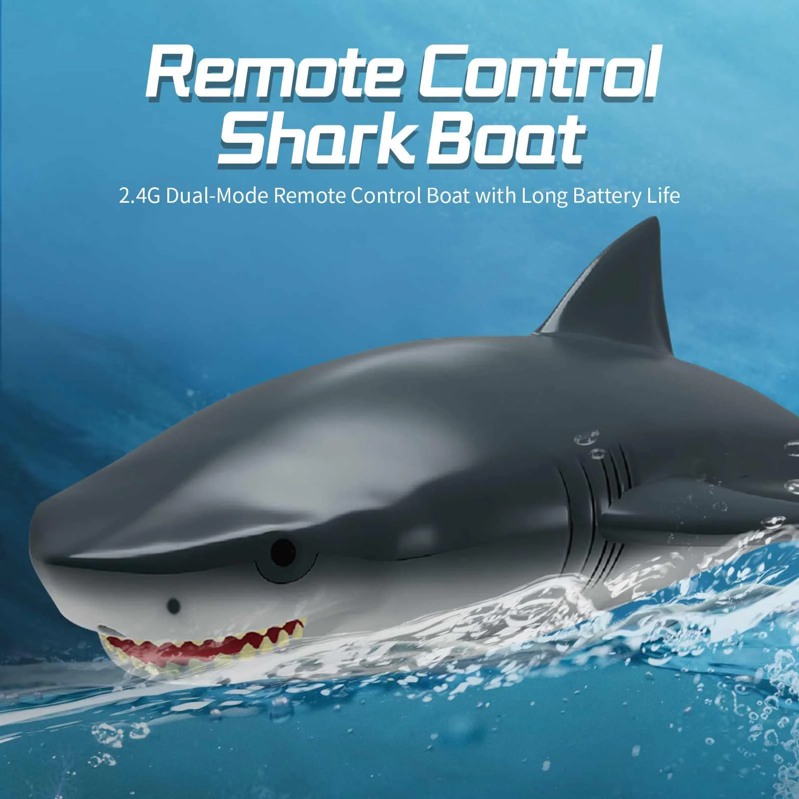

2 In 1 2.4G High-speed Remote Control Shark Boat Electric RC Ship Speedboat Shark RC Simulation Boat Model Toys for Children