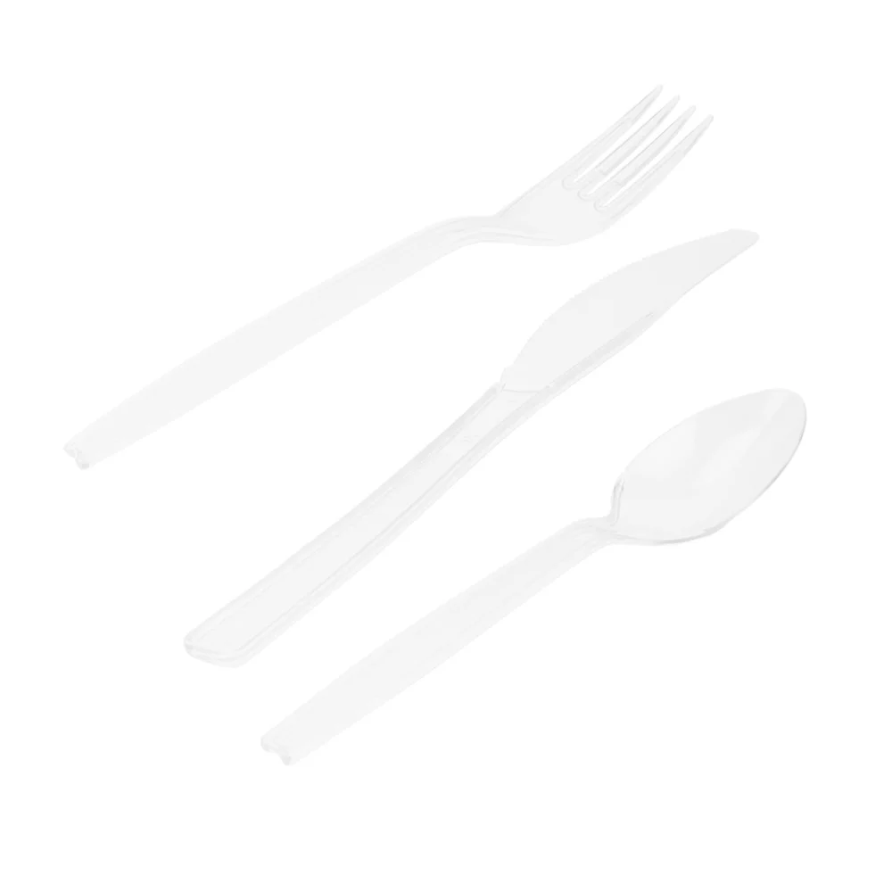 Vajilla desechable de pl&aacute;stico transparente para fiesta, cuberter&iacute;a, tenedor, cuchara para fiesta de cumplea&ntilde;os de ni&ntilde;os, 300 piezas-4