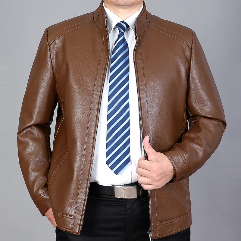 Мужская Осенняя модная повседневная мотоциклетная куртка из искусственной кожи