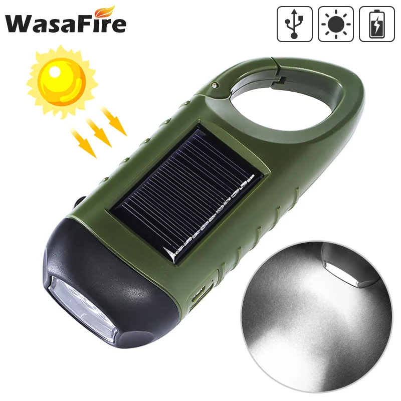 

USB Emergency LED Flashlight Solar Powered Hand-cranked Tent Light Torch Portable Outdoor Camping Mountaineering Lantern