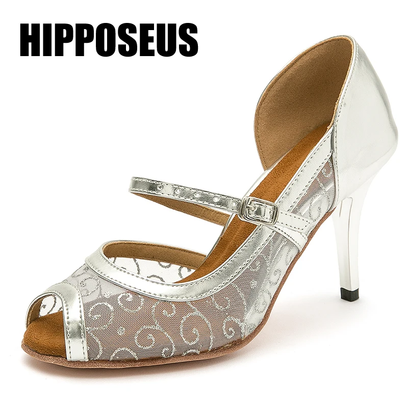 

Hipposeus Women Dance-Shoes Girls Ballroom Latin Salsa Tango Modern Dance Shoes Female Thin Heel Soft Bottom Party Dancing Shoes