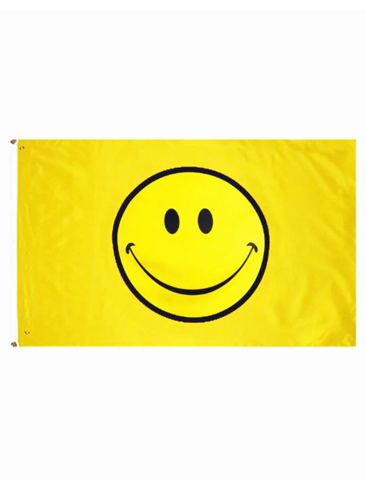 

Hot Sales12 style high quality flags 90x150cm parade flag 3x5ft poly Happy Face Smiley yellow Flag C2