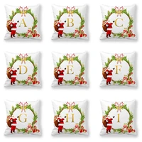 christmas alphabet pillow case english alphabet cushion cover christmas living room decoration pillowcase santa pillowcase 4545