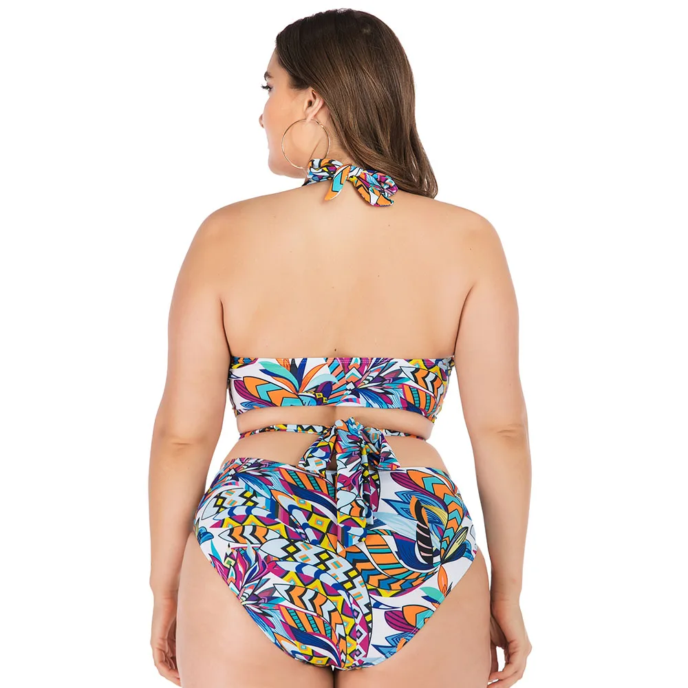 Купальник с высокой талией и лямкой на шее купальник большого размера женский