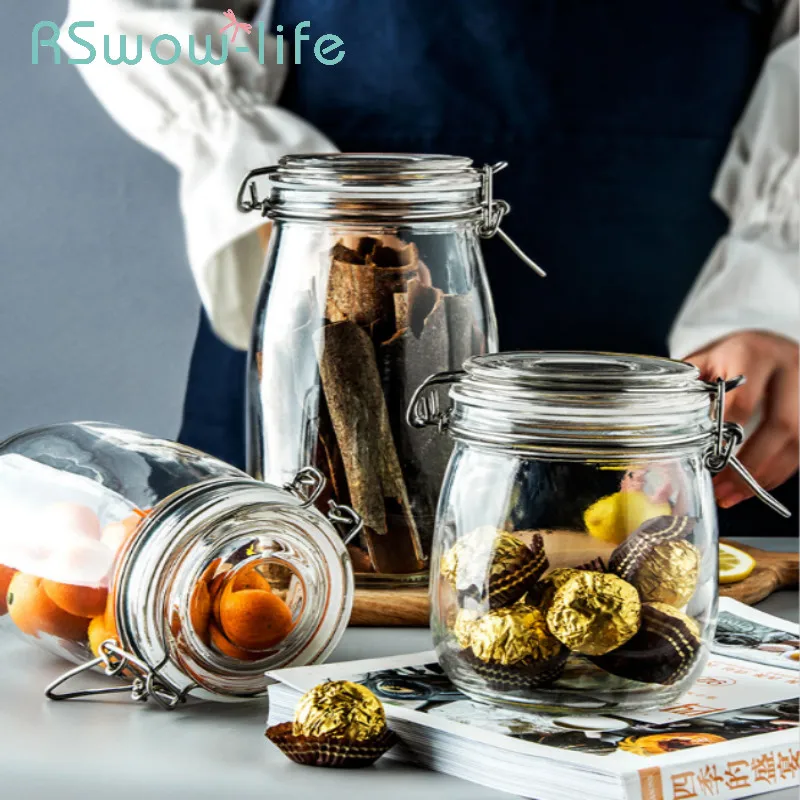 Glass Sealed Jar Food Jam Honey Bottle Pickle Miscellaneous Grains Storage Tank Tea For Kitchen | Дом и сад