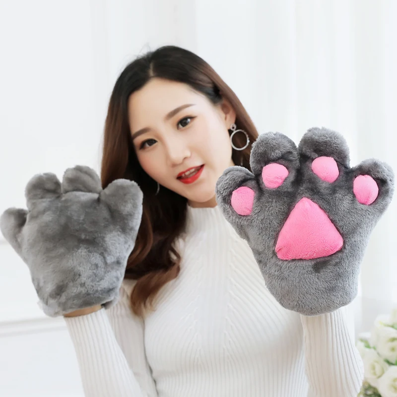 Реквизит для выступлений Детские утепленные в виде отпечатка лапы тигра серый