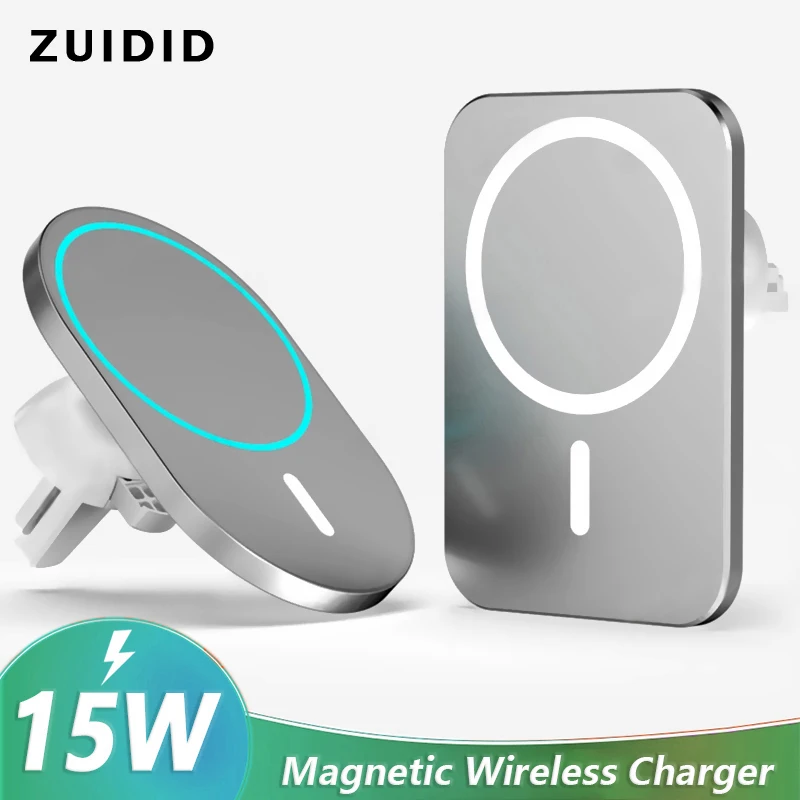 

15 Вт Qi магнитное беспроводное автомобильное зарядное устройство с креплением на вентиляционное отверстие для iPhone 12 Pro Max/Mini Быстрая зарядка ...