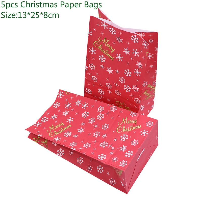 5pcs Paper Bags Украшения для рождественской вечеринки, Рождественский латексный бумажный шарик, баннеры, сделай сам, праздничные вечерние принадлежности, рождественские украшения для дома - Цвет: 5pcs Paper Bags